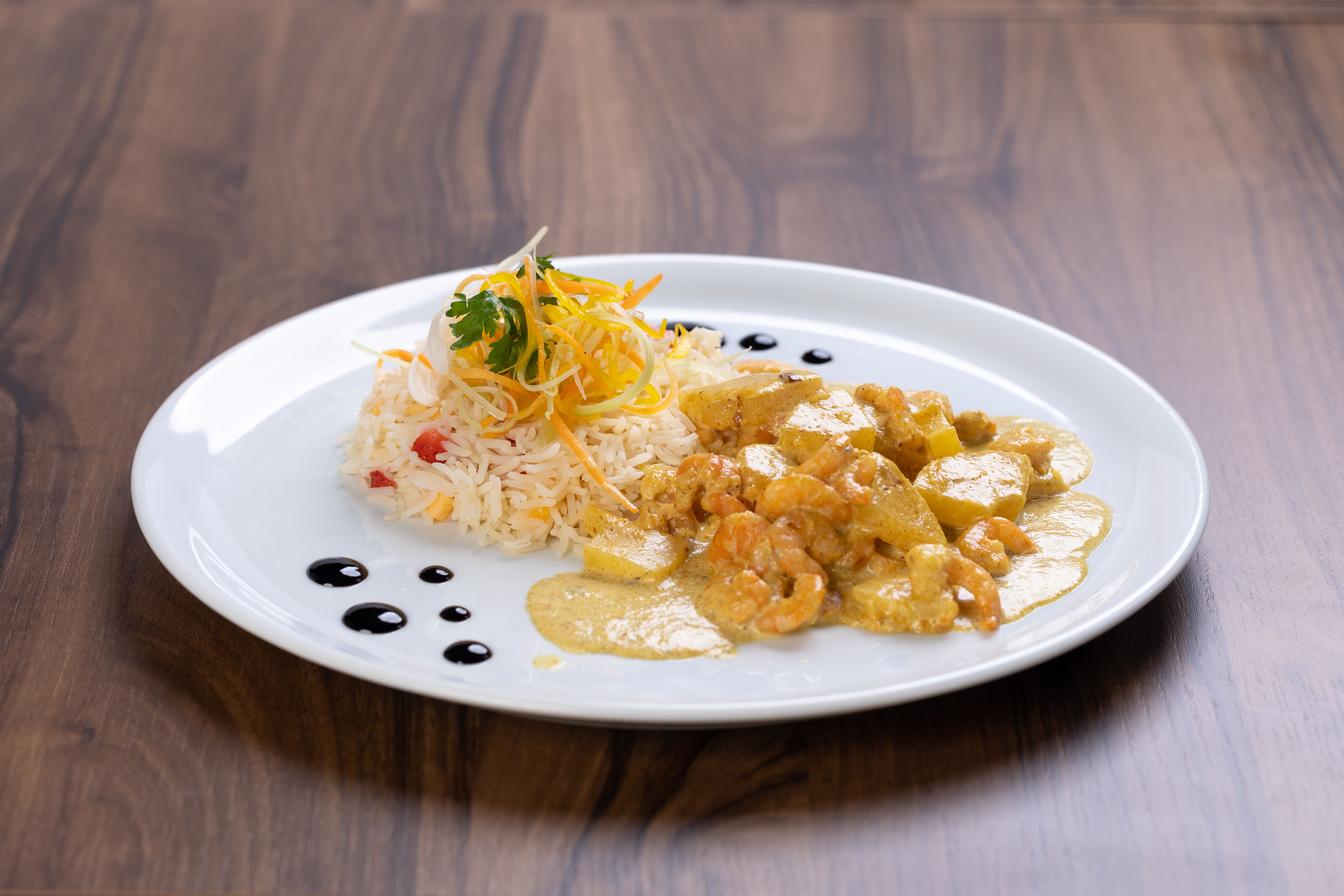 Crevettes curry ananas